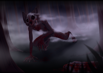 Illustration of one of my OCs that I rarely draw, Muerta, my wendigo hybrid cat.